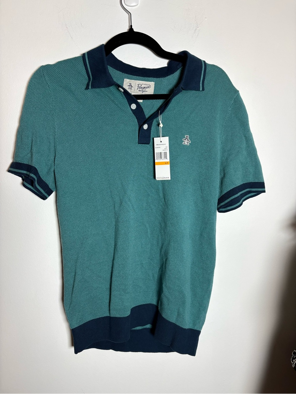 Original Penguin Teal Polo with Navy Trim